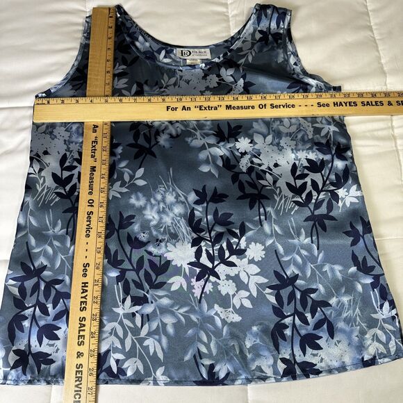 Vintage DaRue of California Satin Floral Blouse and Jacket Set Blue Floral Sz 14 - Picture 12 of 14